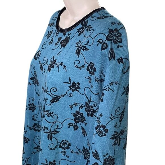 Womens Pullover Sweeter Knit Floral Top Carolyn Taylor Size 1x Vintage  u - Picture 4 of 9